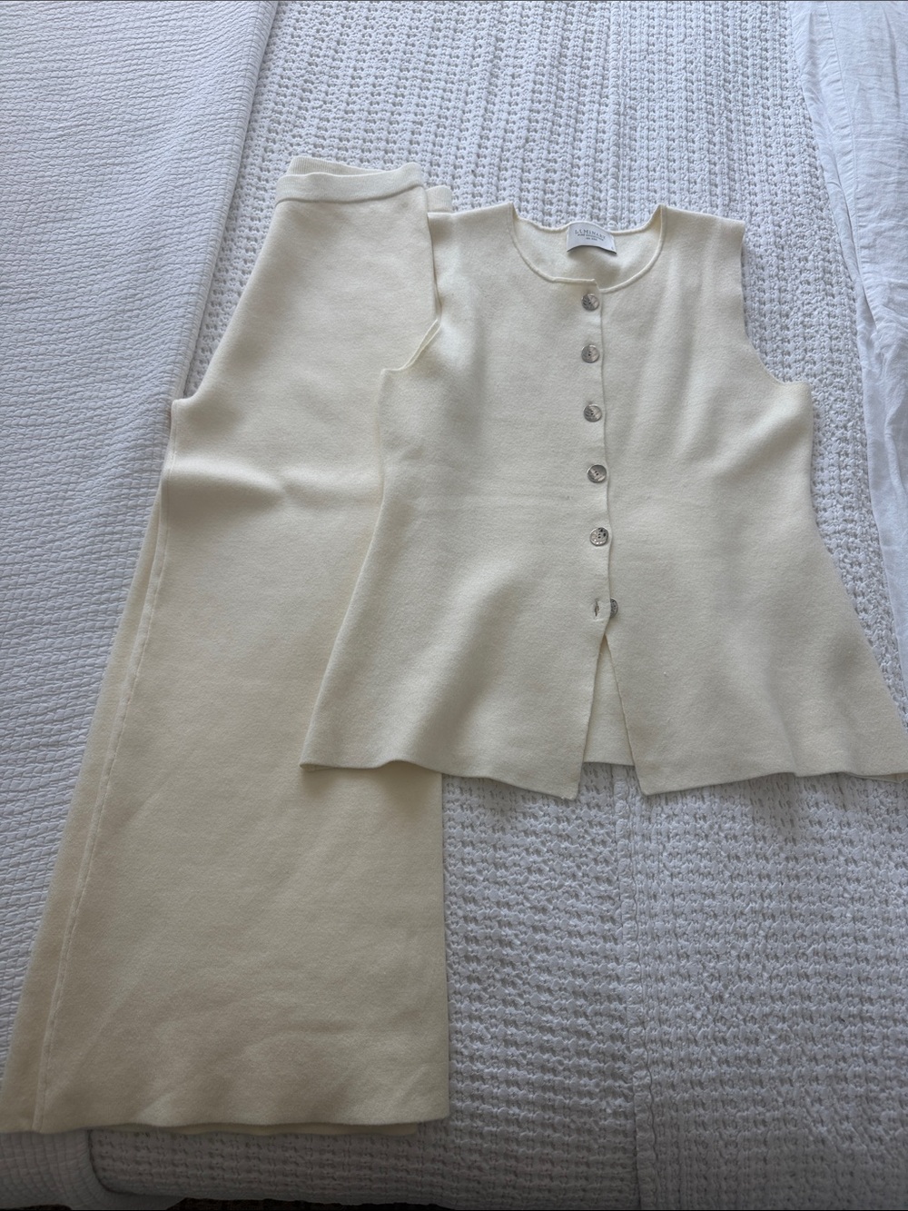 Luminary Cream Knit Button-Front Shell & Pant Set